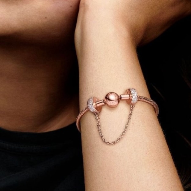 Pandora Rose Clear Pave Safety Chain Clip Charm
