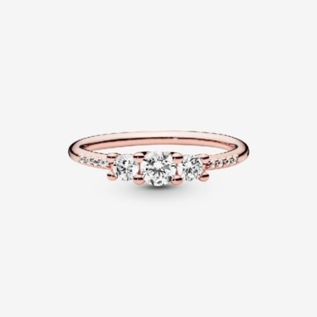 Pandora Rose Clear Three-Stone Ring