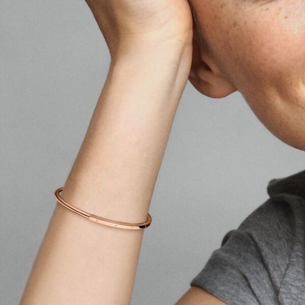 Pandora Signature I-D Open Bangle Rose Gold Plated
