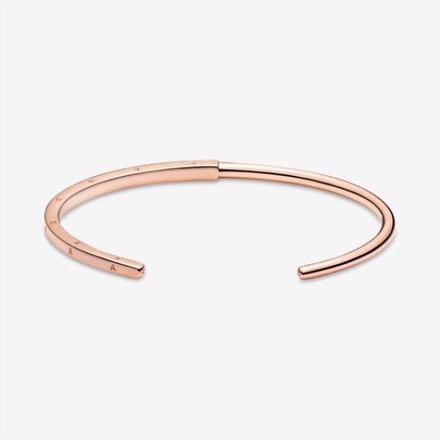 Pandora Signature I-D Open Bangle Rose Gold Plated
