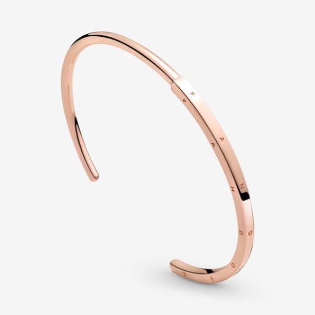 Pandora Signature I-D Open Bangle Rose Gold Plated