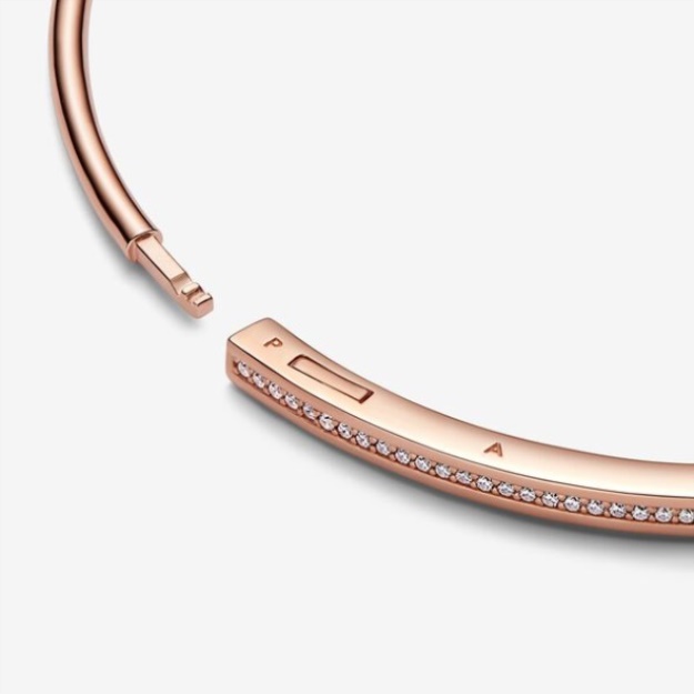 Pandora Signature I-D Pave Bangle Rose Gold Plated