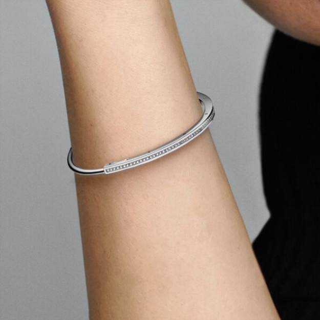 Pandora Signature I-D Pave Bangle Sterling Silver