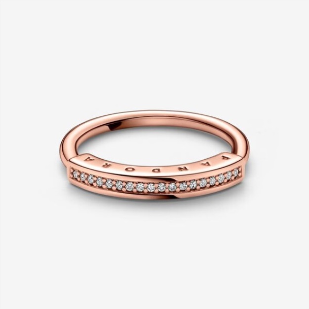 Pandora Signature I-D Pave Ring Rose Gold Plated
