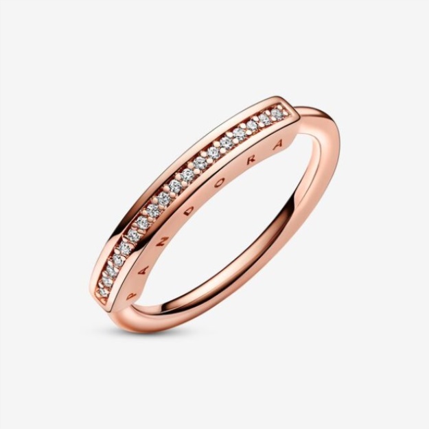 Pandora Signature I-D Pave Ring Rose Gold Plated