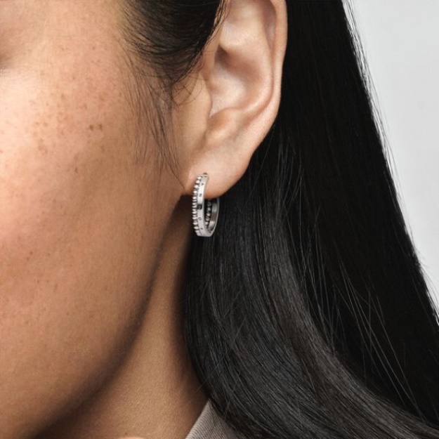 Pandora Signature Logo Beads Hoop Earrings