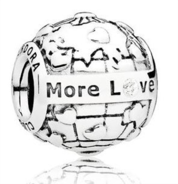 Pandora Sterling Silver 2018 Globe and Heart Club Charm with 001ct Diamond