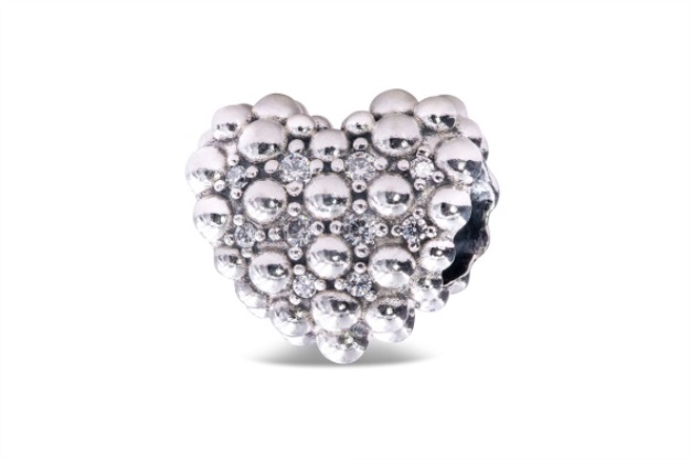 Pandora Sterling Silver Beaded Sparkling Heart Charm
