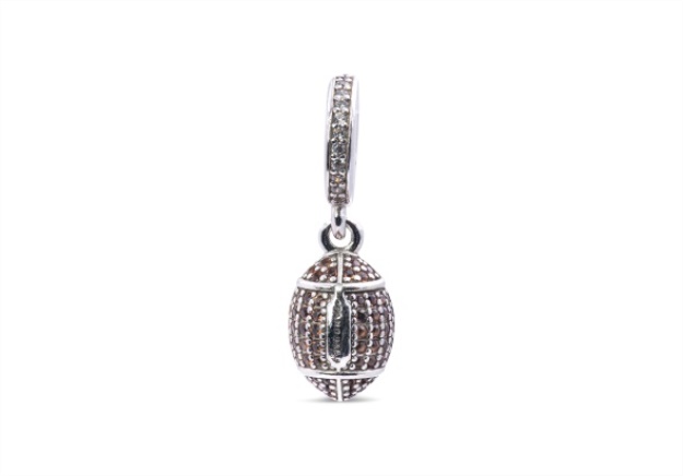 Pandora Sterling Silver with Brown Cubic Zirconia American Football Dangle Charm