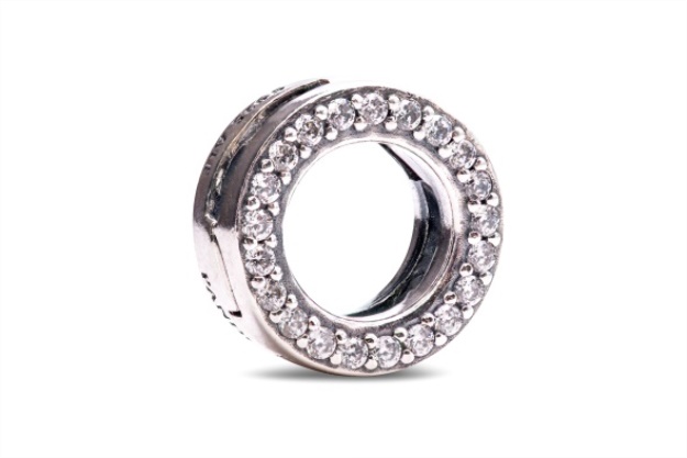 Pandora Sterling Silver with Cubic Zirconia Circle Clip Charm