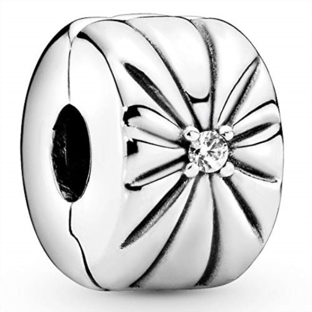 Pandora Sterling Silver with Cubic Zirconia Sparkling Sunburst Clip Charm