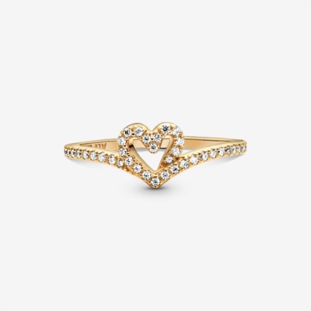 Pandora Timeless Wish Sparkling Heart Ring Gold Plated