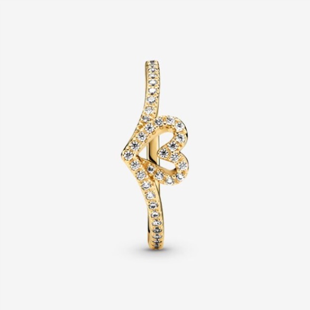 Pandora Timeless Wish Sparkling Heart Ring Gold Plated