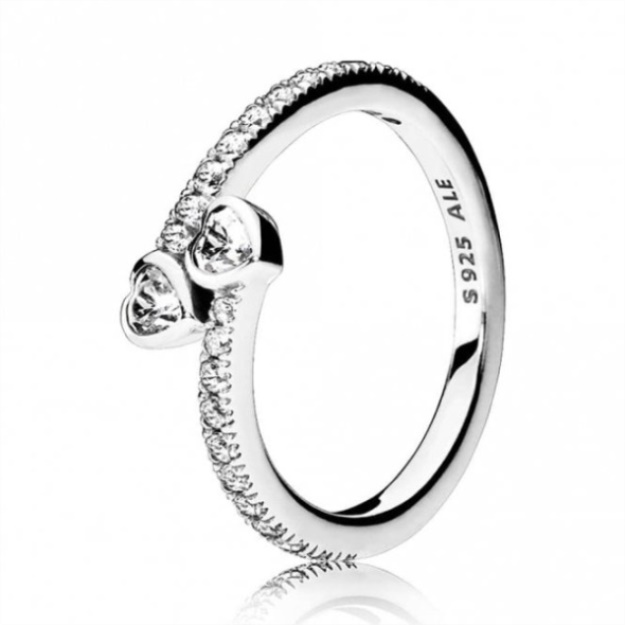 Pandora Two Sparkling Hearts Ring