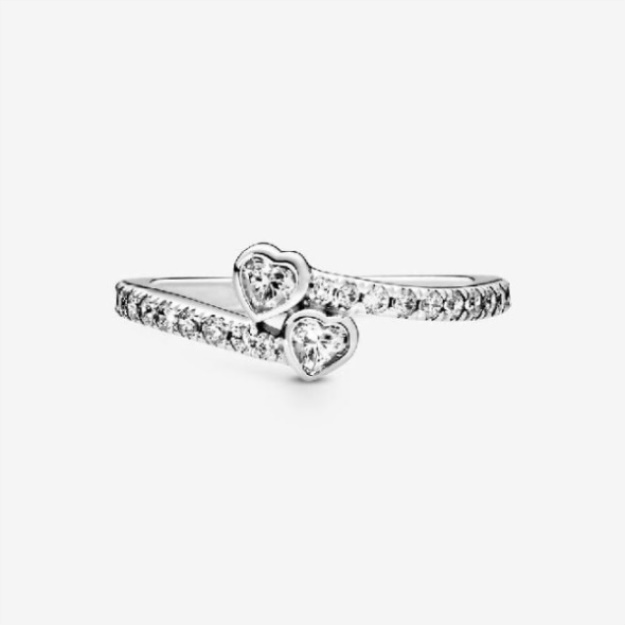 Pandora Two Sparkling Hearts Ring