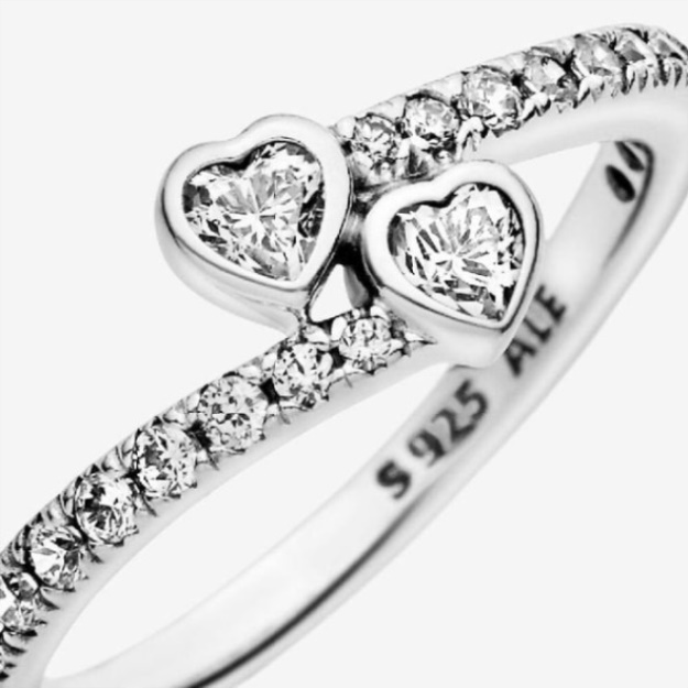 Pandora Two Sparkling Hearts Ring