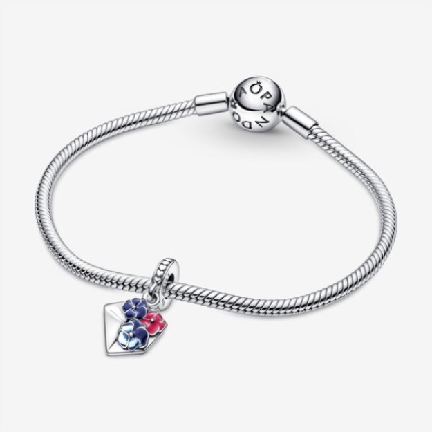Pansy Flower Envelope Dangle Charm Pandora