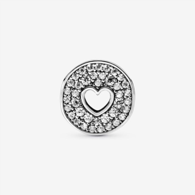 Pave And Heart Anniversary Charm Pandora Sterling Silver