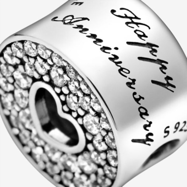 Pave And Heart Anniversary Charm Pandora Sterling Silver