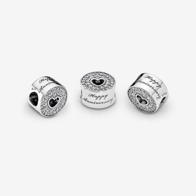 Pave And Heart Anniversary Charm Pandora Sterling Silver