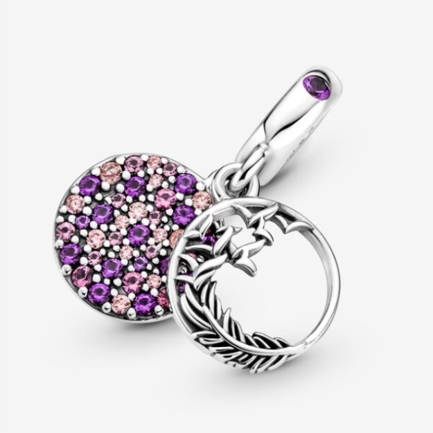 Pave Feather Dangle Charm Pandora