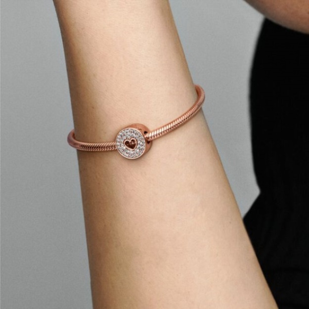 Pave Heart Anniversary Charm Pandora Rose Gold Plated