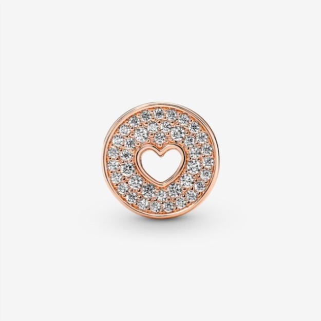 Pave Heart Anniversary Charm Pandora Rose Gold Plated