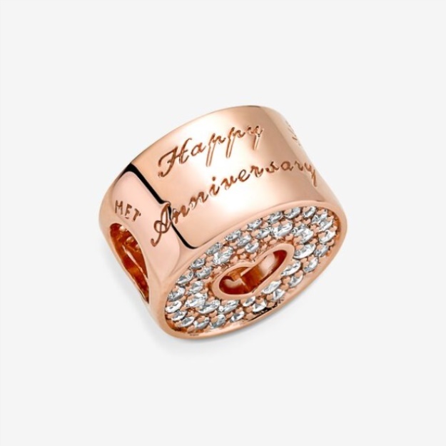 Pave Heart Anniversary Charm Pandora Rose Gold Plated