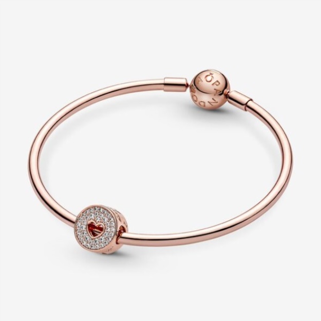 Pave Heart Anniversary Charm Pandora Rose Gold Plated