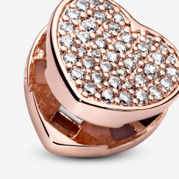 Pave Heart Clip Charm Pandora Rose Gold Plated