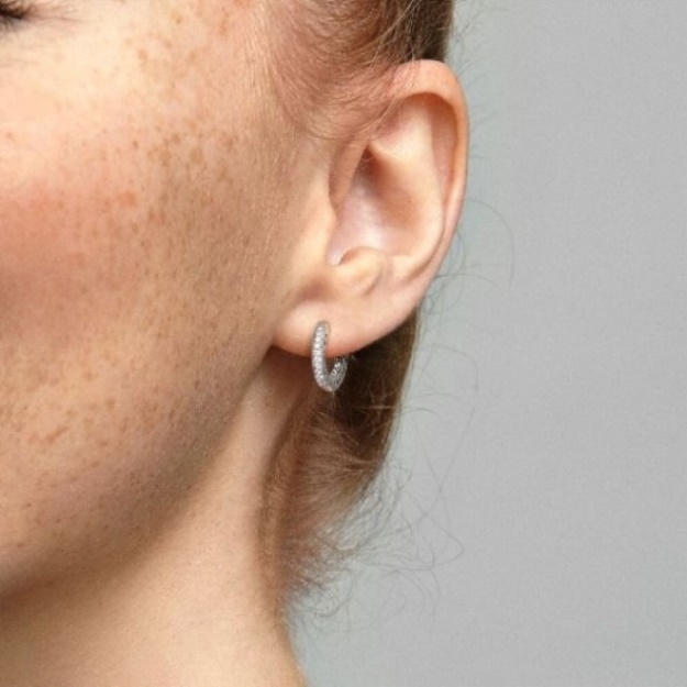 Pave Heart Hoop Earrings Pandora