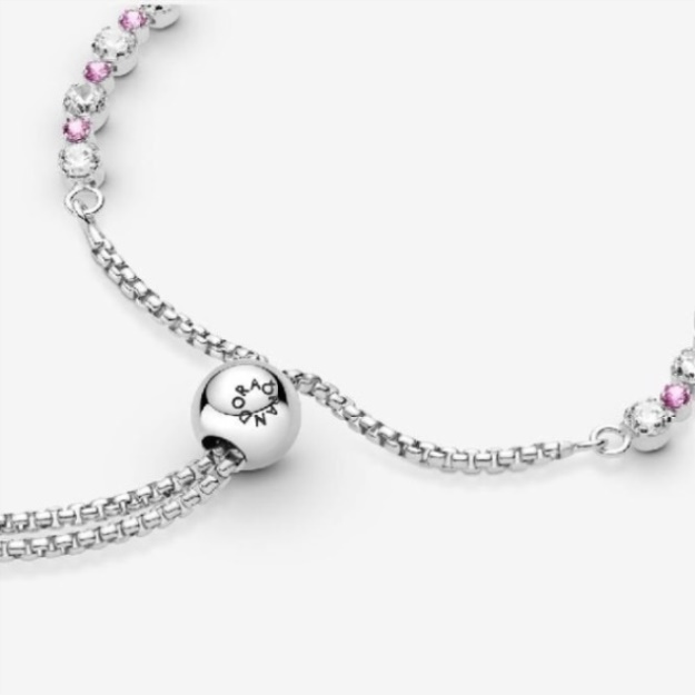 Pink  Clear Pandora Sparkle Slider Bracelet