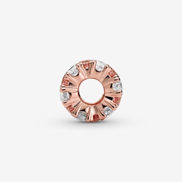 Pink Clear Sparkle Charm Pandora Rose Gold Plated