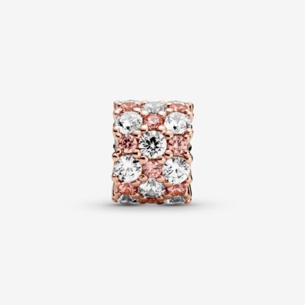 Pink Clear Sparkle Charm Pandora Rose Gold Plated
