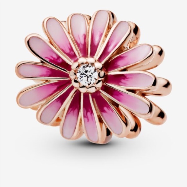 Pink Daisy Flower Charm Pandora Rose Gold Plated