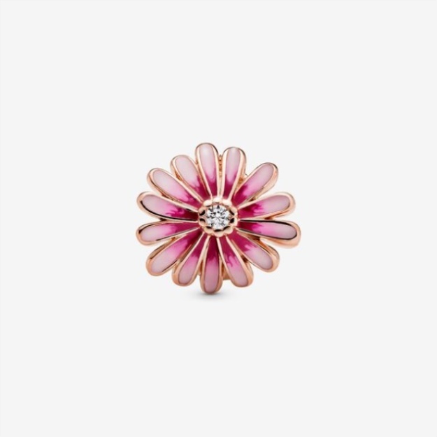 Pink Daisy Flower Charm Pandora Rose Gold Plated