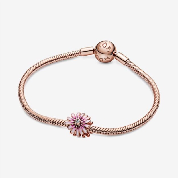 Pink Daisy Flower Charm Pandora Rose Gold Plated