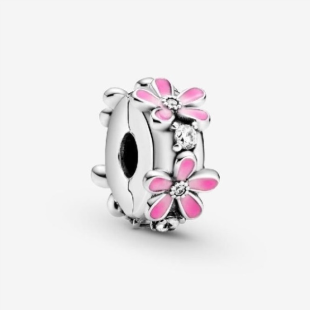 Pink Daisy Flower Clip Charm Pandora