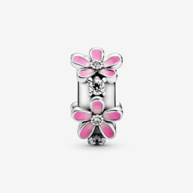 Pink Daisy Flower Clip Charm Pandora