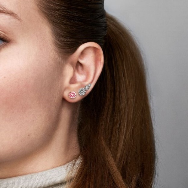 Pink Daisy Flower Stud Earrings Pandora