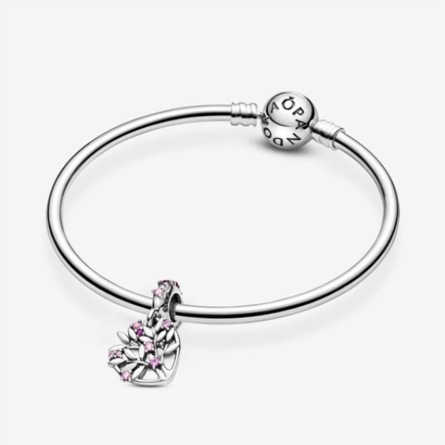 Pink Heart Family Tree Dangle Charm Pandora
