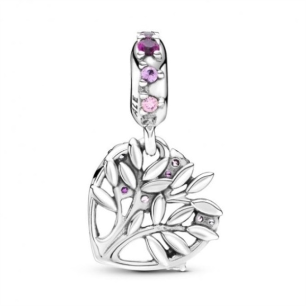 Pink Heart Family Tree Dangle Charms Pandora