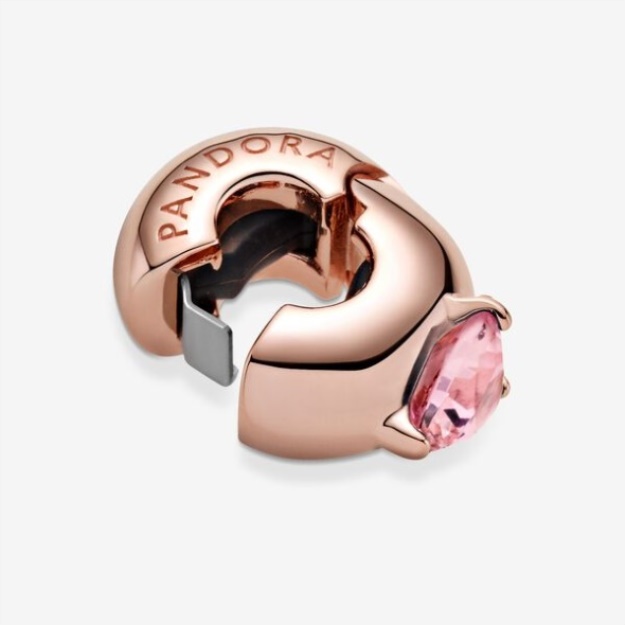 Pink Heart Solitaire Clip Charm Pandora