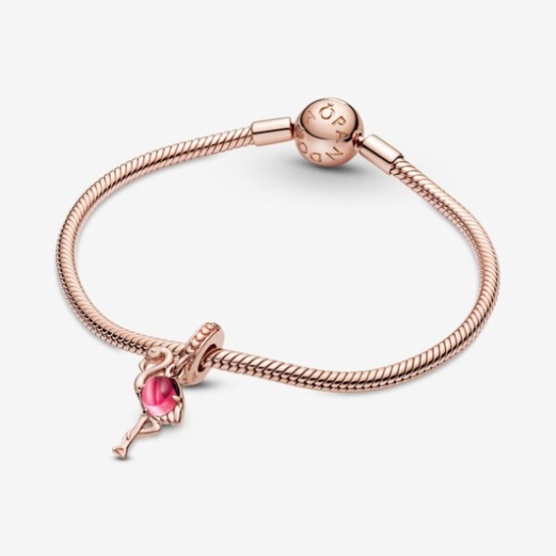 Pink Murano Glass Flamingo Dangle Charm Pandora