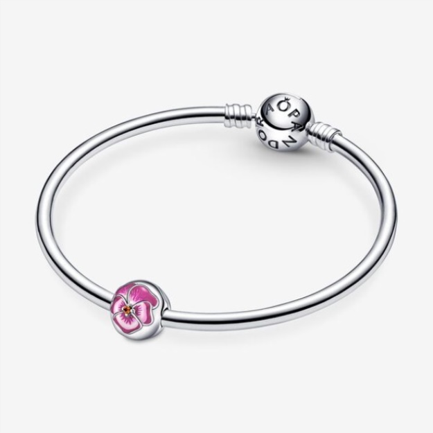 Pink Pansy Flower Clip Charm Pandora