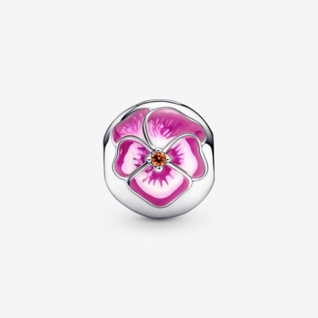 Pink Pansy Flower Clip Charm Pandora