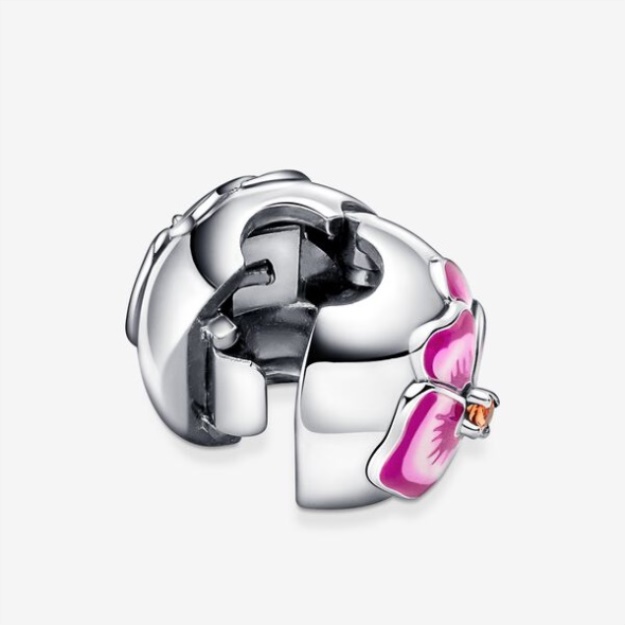 Pink Pansy Flower Clip Charm Pandora