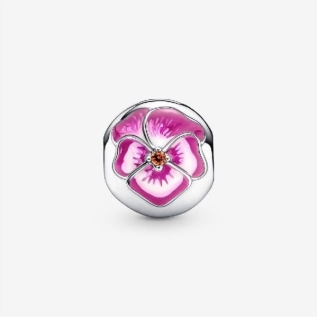 Pink Pansy Flower Clip Charm Pandora CA