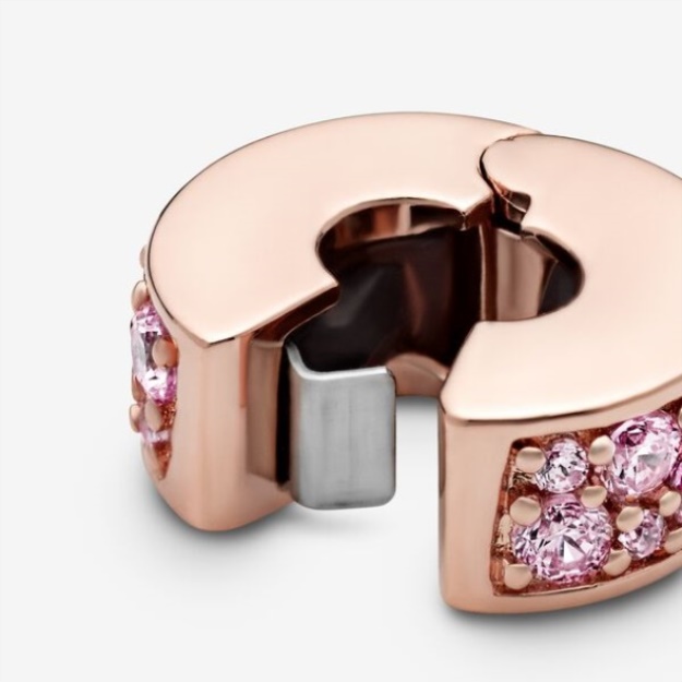 Pink Pave Clip Charm Pandora Rose Gold Plated