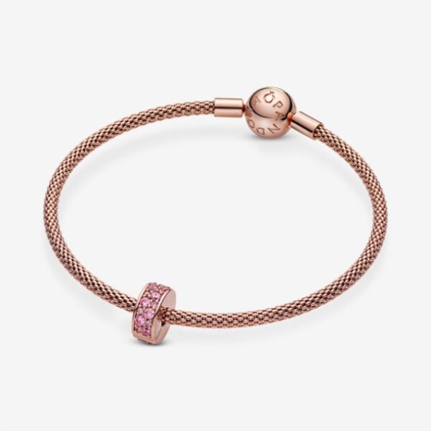 Pink Pave Clip Charm Pandora Rose Gold Plated